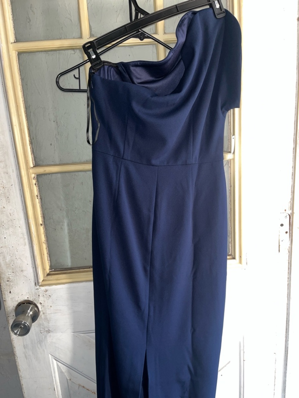 NWT Maggy London One-Shoulder Navy Sheath Dress